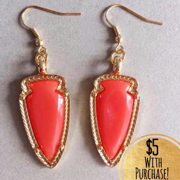 gallery_of_gems Jewelry - Coral & Gold Arrow Boutique Drop Earrings!